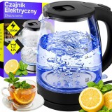 Retoo Vezeték nélküli edzett üveg vízforraló,  1,7 L 2200 W csendes, LED háttérvilágítással