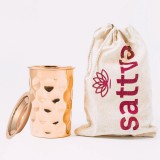 Réz pohár tetővel, gyémánt mintás 300ml - Sattva Ayurveda