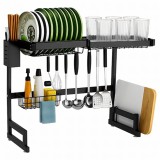 RG 2 szintes mosogató fölé helyezhető fém konyhai edényszárító, 61 x 31,5 cm, fekete