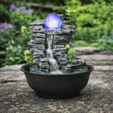 RG Dekoratív asztali Feng Shui, Szökőkút-csobogó gömb LED lámpa, 21 x 21 x 23 cm, hálózati adapterrel