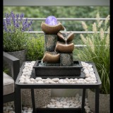 RG Dekoratív asztali Feng Shui, Szökőkút-csobogó gömb LED lámpa, 24 x 24 x 21 cm, hálózati adapterrel