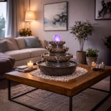 RG Dekoratív asztali Feng Shui, Szökőkút-csobogó gömb LED lámpa, 27 x 27 x 30 cm, hálózati adapterrel
