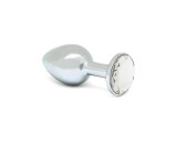 Rimba XS - átlátszó köves, fém anál plug (ezüst)