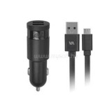 RivaCase Autós töltő, 2 x USB, 3,4A, micro USB kábellel, "VA 4223 BD1", fekete (4260403571606)