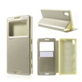 ROAR NOBLE VIEW Sony Xperia Z5 (E6653) tok álló, bőr hatású (Flip, oldalra nyíló, asztali tartó funkció) arany