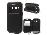 Roar NOBLE VIEW View Window álló bőr tok Samsung Galaxy Ace 4 LTE (SM-G357FZ) készülékhez, fekete