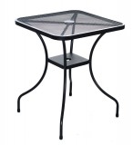 ROJAPLAST ZWMT-60 fém kerti asztal napernyőlyukkal, 60 x 60 x 72 cm - fekete