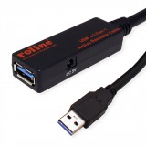Roline USB 3.0 Aktív hosszabbító kábel 10m - Fekete (12.04.1070)