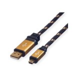 Roline USB-A apa - USB-mini B apa kábel 3m fekete-arany (11.02.8823-10)