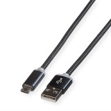Roline USB-A - micro USB-B LED-es töltőkábel 1m fekete (11.02.8318-10) (11.02.8318-10) - Adatkábel
