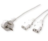 Roline Y-tápkábel 2xC13 (PC, monitor) fehér 2m