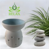 Romantikus fehér–kék kerámia aromalámpa