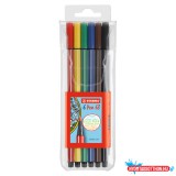 Rostirón, filctoll 1mm, M STABILO Pen 68, 6 különféle szín
