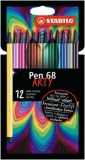 Rostirón készlet, 1 mm, STABILO Pen 68 ARTY, 12 különböző szín (TST68121)