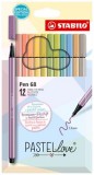 Rostirón készlet, 1 mm, stabilo "pen 68 pastellove", 12 különböz&#337; szín 6812-7-7