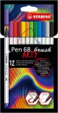 Rostirón készlet, STABILO Pen 68 brush ARTY, 10 különböző szín (TST56810)