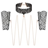 Rosy Gold - nyakörv és csukló bilincs (fekete)