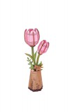 Rózsaszín tulipán, 3D virágmodell puzzle fából, 72 db-os