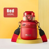 Rozsdamentes acél szigetelt vizespalack szívószállal és hordozópántta