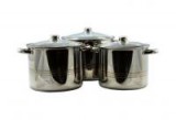 Rozsdamentes fazék szett, üvegfedővel 9-11-13 L (11856)