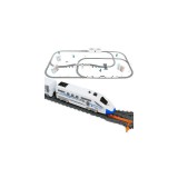 rpr Elektromos vasútmodell készlet, 9 méteres pályával, vonatszerelvénnyel, épületekkel, kiegészítőkkel
