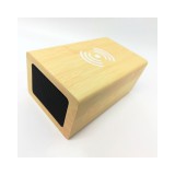 rpr Fából készült sztereó bluetooth hangszóró vezeték nélküli töltő funkcióval, világosbarna