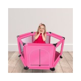 rpr Hatszögletű 3 az 1-ben járóka, játszótér, utazóágy kisgyermekeknek, pink színben