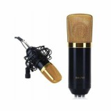 rpr Klasszikus kondenzátor mikrofon podcast-hez, kiegészítőkkel, arany színű védőráccsal