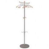 Ruhafogas, fém váz, fa gombokkal, 6 db fém vállfával, ALBA "Wavy", szürke