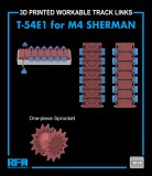 Ryefield model 1:35 3D Printed workable tracks with One-piece Sprocket, T-54E1 for M4,M4A1,M4A2,M4A3,M4A4