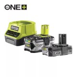 RYOBI 18 V akkupack töltő+2x4.0 Ah Li-Ion akkumulátor