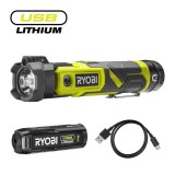 RYOBI 4V akkus forgófejes taktikai lámpa lézer+ mágneses talp, 1×2.0 Ah akku+ USB-C töltő, RLP4-120G