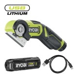 RYOBI 4V akkus multivágó szett 1 pengével, 2.0Ah akku, USB-C töltőkábell RCT4-120G