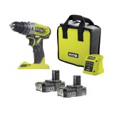 Ryobi ONE+ 18V 40Nm ütvefúró- csavarozó szett 2x2.0Ah R18PD2-220S