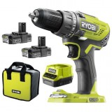 Ryobi ONE+ 18V 50Nm akkus fúrócsavarozó szett 2x2.0Ah R18DD3-220S