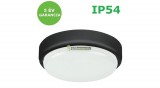 Rábalux HORT fekete kerek IP54 LED 15W kültéri mennyezeti lámpa, természetes fehér 5évG