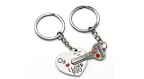 Romantikus, szerelmes, Valentin napi ajándék kulcsos szív összeilleszthető páros kulcstartó