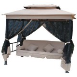 S&G SG PRO Alipascha LUX hintaágy, 257x174x235 cm, mokka barna-fekete