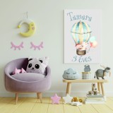 SA Egyedi névre szóló fali vászonkép - Nyuszis hőlégballon