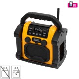 SAL munka- és szabadidő hangszóró, multimédia lejátszó, Bluetooth, LED lámpa, power bank, IP55, ütéló (BTWORKPRO) (BTWORKPRO)