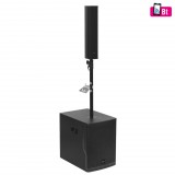 SAL PAS10W43S professzionális oszlopsugárzó hangrendszer, 25cm mélysugárzó, 4x3” szélessávú satellit hangszóró, aktív zenekari hangdoboz, Bluetooth, fém állvány