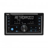 SAL VB5500 SMART autórádió, 4x50W, 2xDIN, FM RDS, USB-microSD, MP3 lejátszó, dupla USB aljzat, telefontöltő, kiválasztható RGB gomb világítás, telefonról is vezérelhető okos autórádió