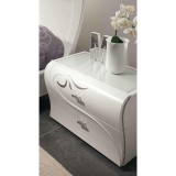 Saltarelli Diadema éjjeliszekrény fehér üvegtetővel, Swarovski kristályok nélkül