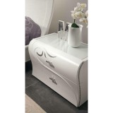 Saltarelli Diadema éjjeliszekrény fehér üvegtetővel, Swarovski kristályokkal