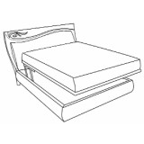 Saltarelli Diadema franciaágy keret felemelkedő ágyneműtartóval, fa fejvéggel és kárpitozott oldalakkal, Swarovski kristályok nélkül