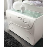 Saltarelli Diadema komód üvegtetővel és ezüst színű díszítéssel, Swarovski kristályok nélkül