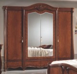 Saltarelli Sovrana 4-ajtós gardróbszekrény, 2 tükrös ajtóval - dió, magasság: 238,3 cm