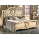 Saltarelli Sovrana franciaágy keret, capitoné behúzású fejvéggel, Swarovski kristályok nélkül, 160x200 cm - bézs