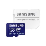 Samsung 128GB microSDXC Pro Plus Class10 U3 A2 V30 + adapterrel MB-MD128SA/EU