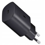 Samsung EP-TA800EBE hálózati töltőfej, adapter, USB-C port, gyorstöltő, 25W, fekete, gyári